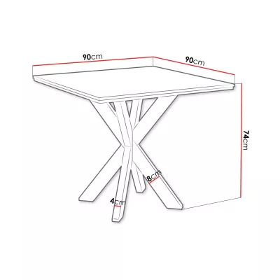 Designový jídelní stůl 90x90 MUKILTEO - beton / černý