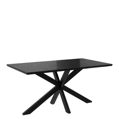 Designový jídelní stůl 160x90 SUMNER - mramor black royal / lesklý černý / černý