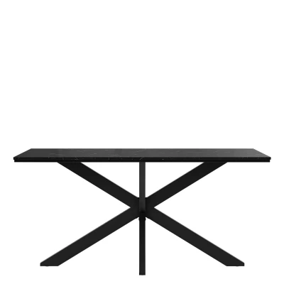 Designový jídelní stůl 160x90 SUMNER - mramor black royal / lesklý černý / černý