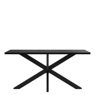 Designový jídelní stůl 160x90 SUMNER - mramor black royal / lesklý černý / černý