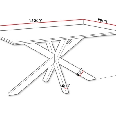 Designový jídelní stůl 160x90 SUMNER - mramor black royal / lesklý černý / černý