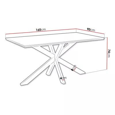 Designový jídelní stůl 160x90 SUMNER - mramor black royal / lesklý černý / černý
