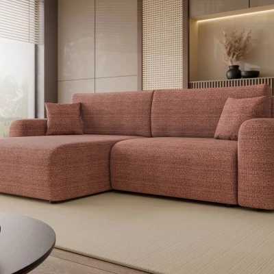 Rozkládací rohová sedačka s úložným prostorem YAKIMA - cihlová