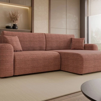 Rozkládací rohová sedačka s úložným prostorem YAKIMA - cihlová