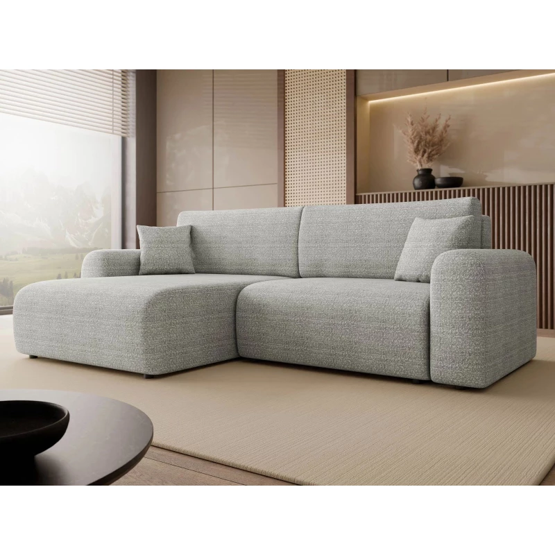 Rozkládací rohová sedačka s úložným prostorem YAKIMA - světlá šedá