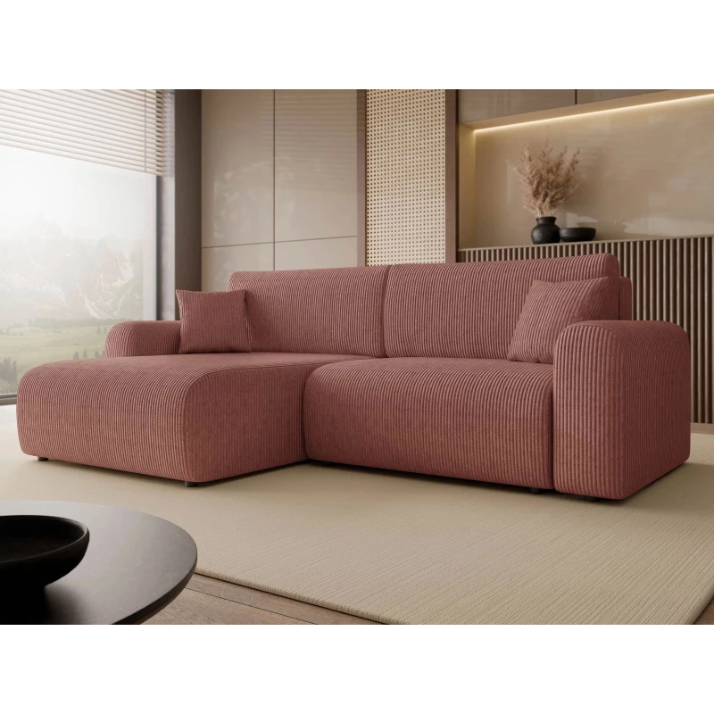 Rozkládací rohová sedačka s úložným prostorem YAKIMA - indická růžová