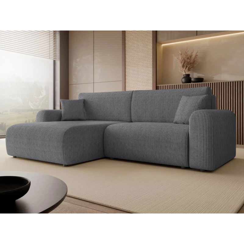 Rozkládací rohová sedačka s úložným prostorem YAKIMA - ocelová šedá