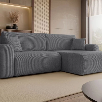 Rozkládací rohová sedačka s úložným prostorem YAKIMA - ocelová šedá