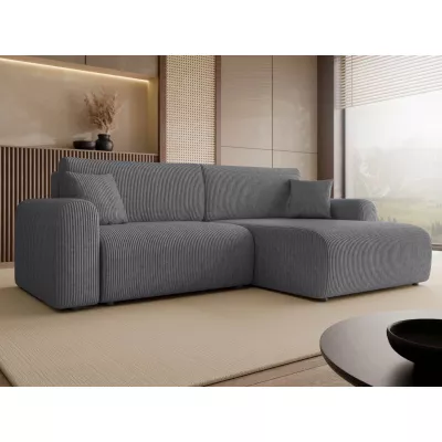 Rozkládací rohová sedačka s úložným prostorem YAKIMA - ocelová šedá