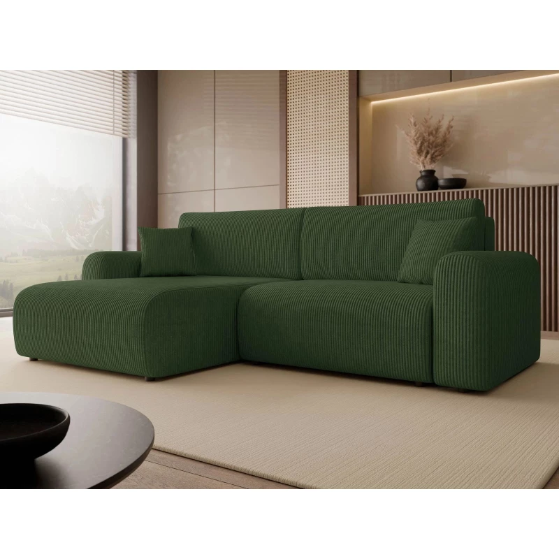 Rozkládací rohová sedačka s úložným prostorem YAKIMA - zelená 1