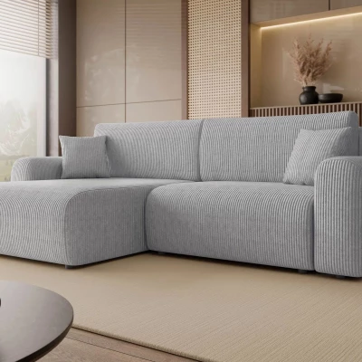 Rozkládací rohová sedačka s úložným prostorem YAKIMA - světlá popelavá