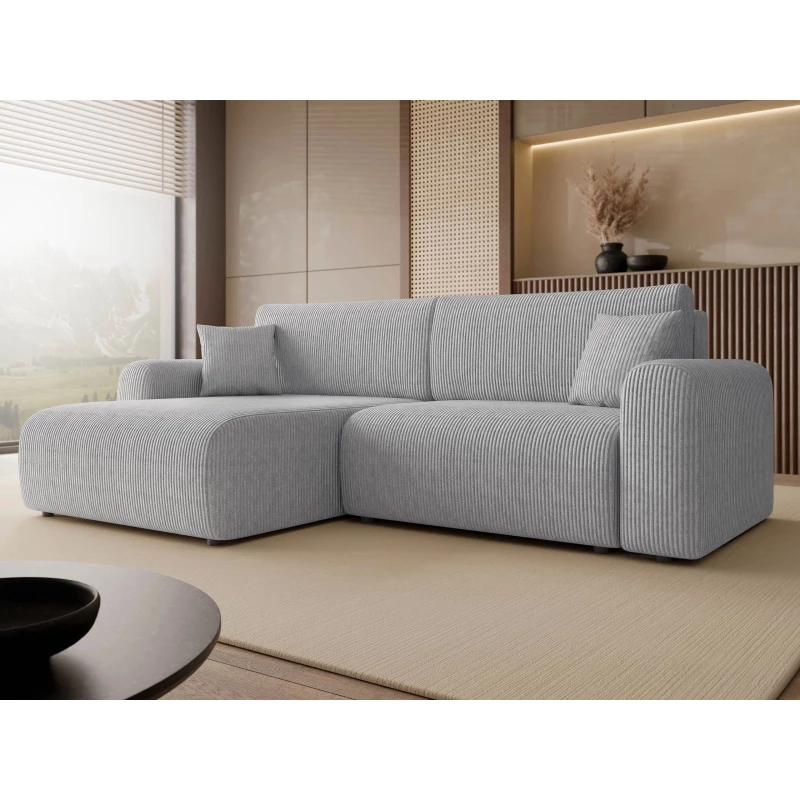 Rozkládací rohová sedačka s úložným prostorem YAKIMA - světlá popelavá