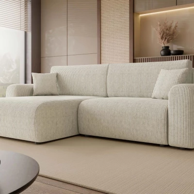 Rozkládací rohová sedačka s úložným prostorem YAKIMA - špinavá bílá