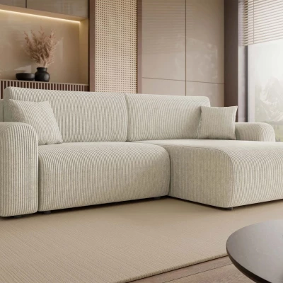 Rozkládací rohová sedačka s úložným prostorem YAKIMA - špinavá bílá