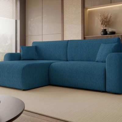 Rozkládací rohová sedačka s úložným prostorem YAKIMA - blankytná modrá