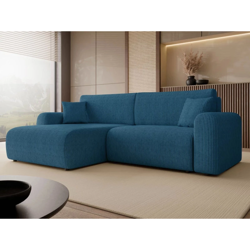 Rozkládací rohová sedačka s úložným prostorem YAKIMA - blankytná modrá