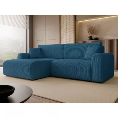 Rozkládací rohová sedačka s úložným prostorem YAKIMA - blankytná modrá