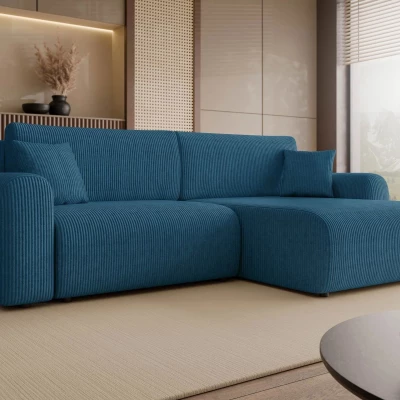 Rozkládací rohová sedačka s úložným prostorem YAKIMA - blankytná modrá