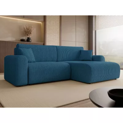 Rozkládací rohová sedačka s úložným prostorem YAKIMA - blankytná modrá