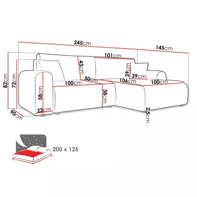 Rozkládací rohová sedačka s úložným prostorem YAKIMA - špinavá bílá
