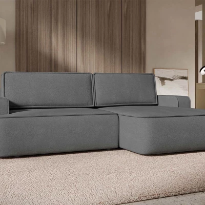 Rozkládací rohová sedačka s úložným prostorem BELLEVUE - tmavá šedá, pravý roh