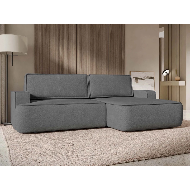 Rozkládací rohová sedačka s úložným prostorem BELLEVUE - tmavá šedá, pravý roh