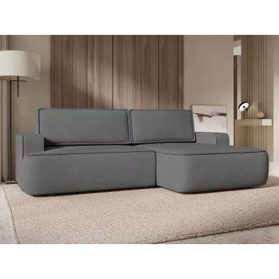 Rozkládací rohová sedačka s úložným prostorem BELLEVUE - tmavá šedá, pravý roh