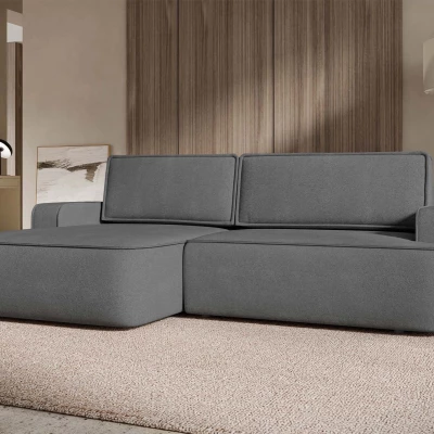 Rozkládací rohová sedačka s úložným prostorem BELLEVUE - tmavá šedá, levý roh