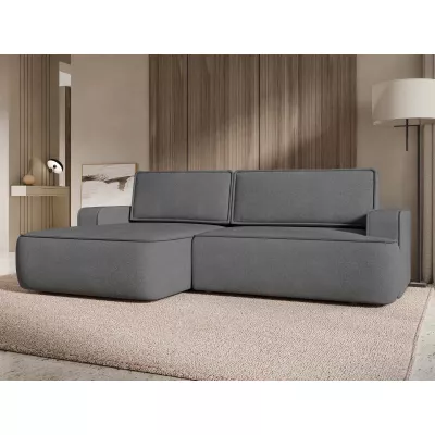 Rozkládací rohová sedačka s úložným prostorem BELLEVUE - tmavá šedá, levý roh