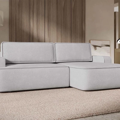 Rozkládací rohová sedačka s úložným prostorem BELLEVUE - světlá šedá, pravý roh