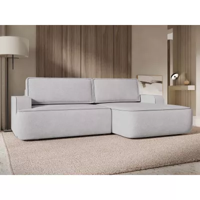 Rozkládací rohová sedačka s úložným prostorem BELLEVUE - světlá šedá, pravý roh