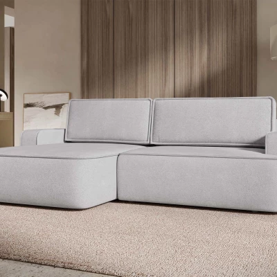 Rozkládací rohová sedačka s úložným prostorem BELLEVUE - světlá šedá, levý roh