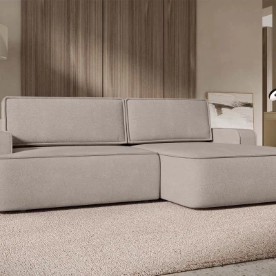 Rozkládací rohová sedačka s úložným prostorem BELLEVUE - béžovohnědá, pravý roh