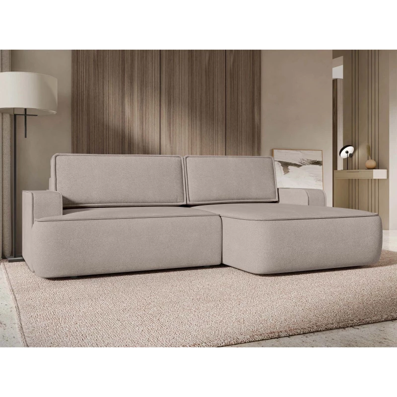 Rozkládací rohová sedačka s úložným prostorem BELLEVUE - béžovohnědá, pravý roh