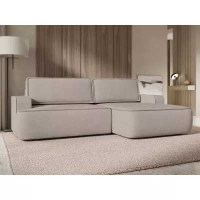 Rozkládací rohová sedačka s úložným prostorem BELLEVUE - béžovohnědá, pravý roh