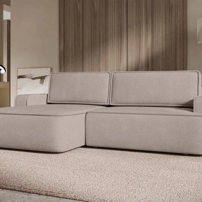 Rozkládací rohová sedačka s úložným prostorem BELLEVUE - béžovohnědá, levý roh