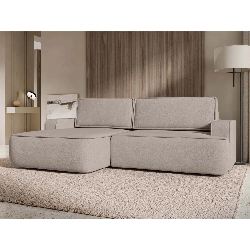 Rozkládací rohová sedačka s úložným prostorem BELLEVUE - béžovohnědá, levý roh