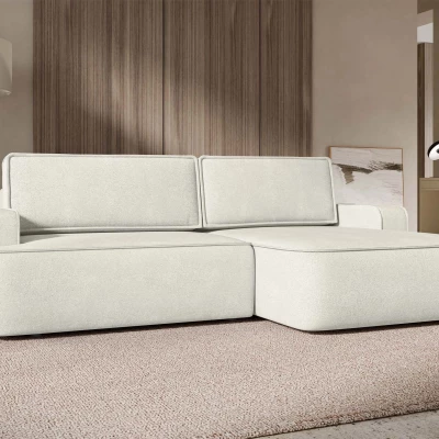 Rozkládací rohová sedačka s úložným prostorem BELLEVUE - špinavá bílá, pravý roh