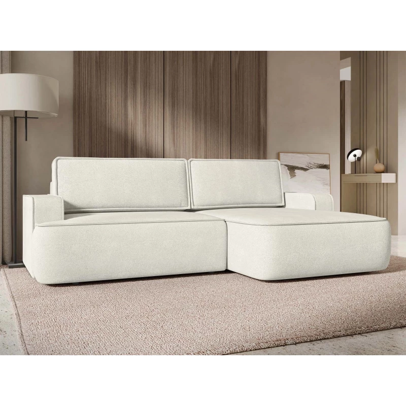 Rozkládací rohová sedačka s úložným prostorem BELLEVUE - špinavá bílá, pravý roh