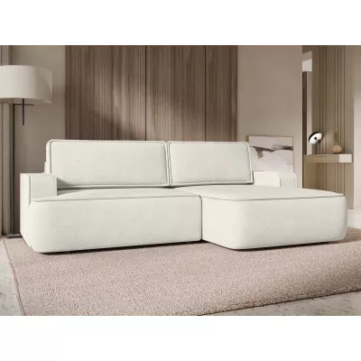 Rozkládací rohová sedačka s úložným prostorem BELLEVUE - špinavá bílá, pravý roh