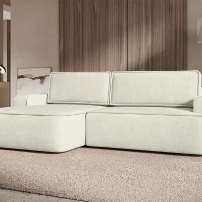 Rozkládací rohová sedačka s úložným prostorem BELLEVUE - špinavá bílá, levý roh