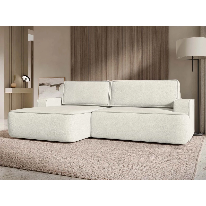 Rozkládací rohová sedačka s úložným prostorem BELLEVUE - špinavá bílá, levý roh