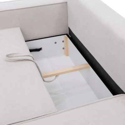 Rozkládací rohová sedačka s úložným prostorem BELLEVUE - špinavá bílá, levý roh