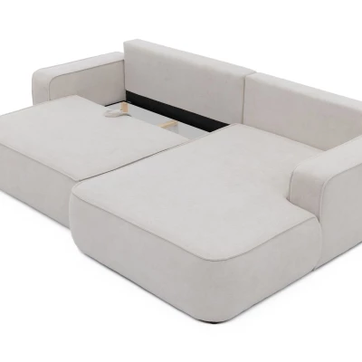 Rozkládací rohová sedačka s úložným prostorem BELLEVUE - špinavá bílá, pravý roh