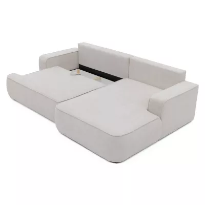 Rozkládací rohová sedačka s úložným prostorem BELLEVUE - světlá šedá, pravý roh