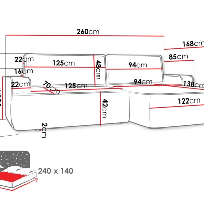 Rozkládací rohová sedačka s úložným prostorem BELLEVUE - béžovohnědá, levý roh