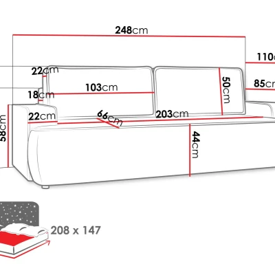 Dvoumístná pohovka s úložným prostorem BELLEVUE - tmavá šedá