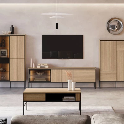 Sestava nábytku do obývacího pokoje ANACORTES - dub + LED osvětlení ZDARMA