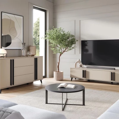 Nábytek do obývacího pokoje POULSBO 3 - congo / černý grafitový