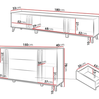 Nábytek do obývacího pokoje POULSBO 3 - dub artisan / černý grafitový